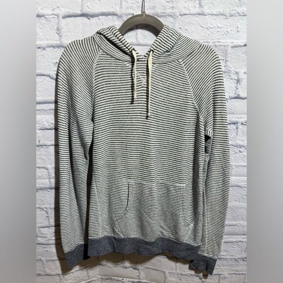 J. Crew Tops - J. Crew Gray and White Striped Hooded Pullover, #311